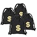 NUOBESTY 4 Pcs Money Drawstring Bag Dollar Party Favor Bags Canvas Money Pouch Dollar Sign Carrying Sack for Bank Robber Pirate Cowboy Cosplay Theme Party