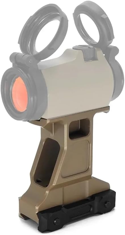 Red Dot Riser Heighten Scope Mount Base，2.91" Optical Centerline Height，Lightweight Compact Metal Base Mount，Compatible With T1 T2 Series Reflex Scope Optic Sight，For Standard 20mm Rail Mounting，Tan