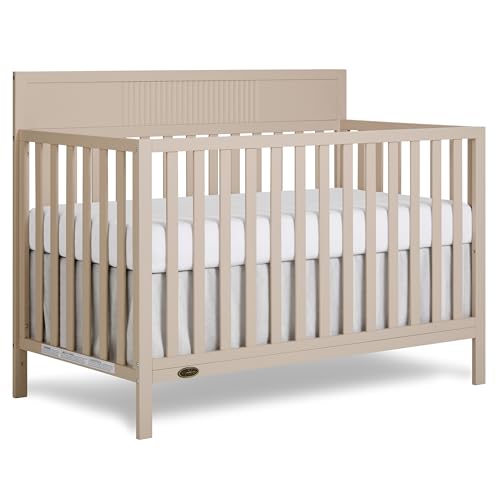 Image of Dream On Me Ivy 5-in-1 Convertible Full-Size Baby Crib in Almond Butter, GreenGuard Gold & JPMA Certified, 3 Mattress Heights, Converts to Toddler, Day & Full-Size Bed, Safe & Stylish Nursery