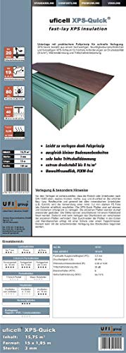 Laminat Trittschalldämmung uficell® XPS-Quick 3 mm stark | Akustik Tritt- und Gehschalldämmung für Laminat und Parkettböden (1 Paket | 15,75 m²)