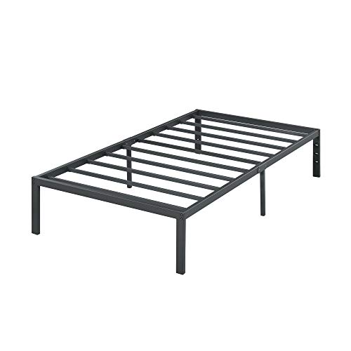 PrimaSleep 14 Inch Heavy Duty Steel Slat Anti-Slip Support, Easy Assembly Platform Bed frame, Noise Free Steel Mattress Foundation, Maximum Storage, No Box Spring Needed, Black, Twin Size