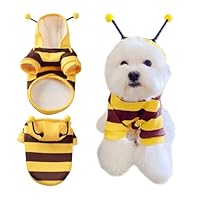HTTDSLF Katzen Bienenkostüm, Bienenkostüm für Hunde, Hundekostüm mit Kapuze, für Jede Party, Halloween, Weihnachten, Mehrfarbig, für Kleines Hunde Und Katzen (M)