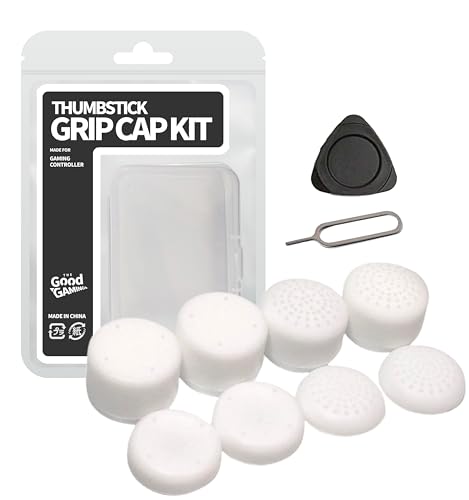 PS5 PS4 Xbox Switch Pro コントローラー用 フリーク FREEK グリップ キャップ 4種 8個（キャップ：凸型 凹型 ハイタイプ ロータイプ/色：ホワイト）Grip Cap Kit for Gaming Controller ゲーム スティック エイム 向上 FPS アシスト - The Good Gaming