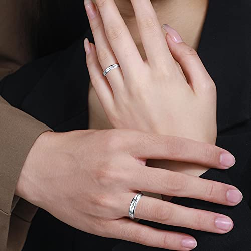 Couples Rings Set Matching Promise Rings Adjustable Wedding Trendy Titanium Stainless Steel Rings for Couples Valentines Day Jewelry (Heartbeat)4