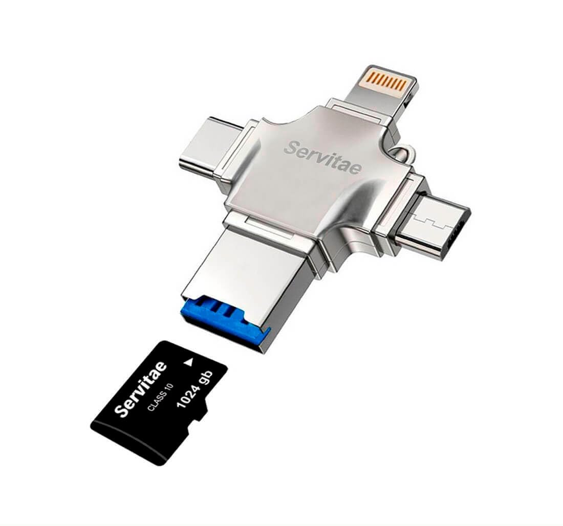 1 TB Android Pc USB-C MicroUSB Lightning 1 Tera OTG 4 em 1 USB 1 TB