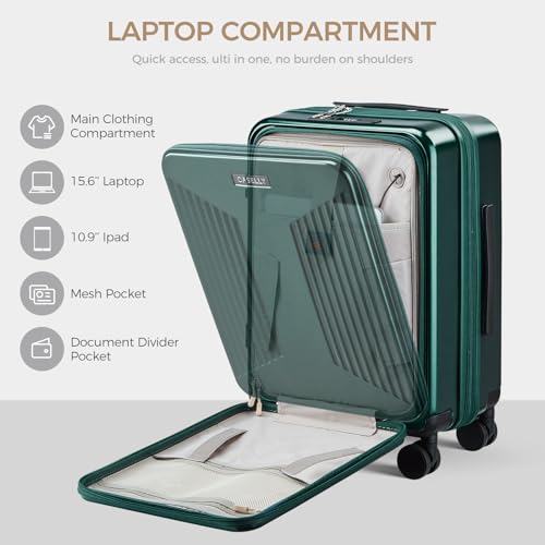 Image of Carry on Luggage Top opening Suitcases, Expandable with Cup Holder and USB Charging Port,Lightweight with Front Pocket Rolling Suitcases with Spinner Wheels