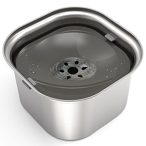 IOKHEIRA 3L Dog Water Bowl, Stainless Steel Water Bowl for Dogs No Spill Slow Drinking Water Bowl, No Slip Vehicle Carried Floating Water Bowl for Dog Cat Puppy