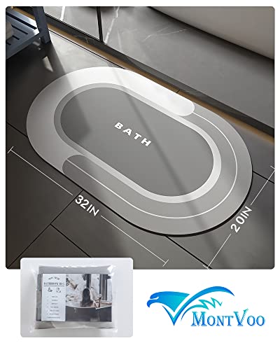 Image of MontVoo-Bath Mat Rug-Innovative Bathroom Rug Mat Super Absorbent Quick Dry Rubber Backed Dirt Resistant Bath Rugs Mats for Bathroom Non Slip-Gray Bathroom Rug for Shower-Sink-Bathtub-20 x31.5