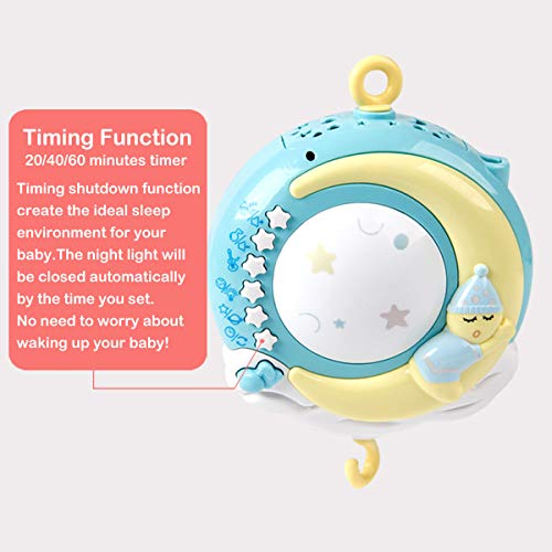 Mini Tudou Baby Musical Mobile Crib with Music and Lights, Timing Function, Projection, Take-Along Rattle and Music Box for Babies Boy Girl Toddler Sleep - Thumbnail 6