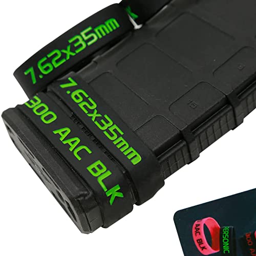 Aolamegs 12 Pack 300 Aac Blk/7.62X35 Mm, 300 Blackout Magazine Bands,Silicone Magazine Marking Bands For Identify Quickly (Black-Green) #TOP4