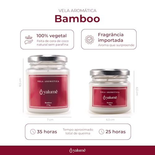 Vela Aromática Bamboo 25 Horas (90g) - Yalumê - Vela perfumada100% Vegetal com cera de coco e fragrâ