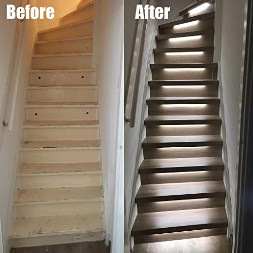Superstairled Intelligent Motion Sensor Led Stair Lighting Complete Set Ssl-5616, 40 Inches Long Cuttable Led Strip Light For Indoor Led Stair Lights Led Step Lights (Cool White 6000K, 16 Stairs) #TOP6