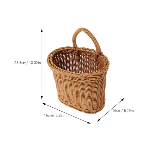 Image of Balacoo Wall Hanging Basket, Woven Imitation Rattan Storage Basket, Hanging Flower Basket for Kitchen Wall Decor, 10.03 X 6.29 X 6.29 Inch, Brown