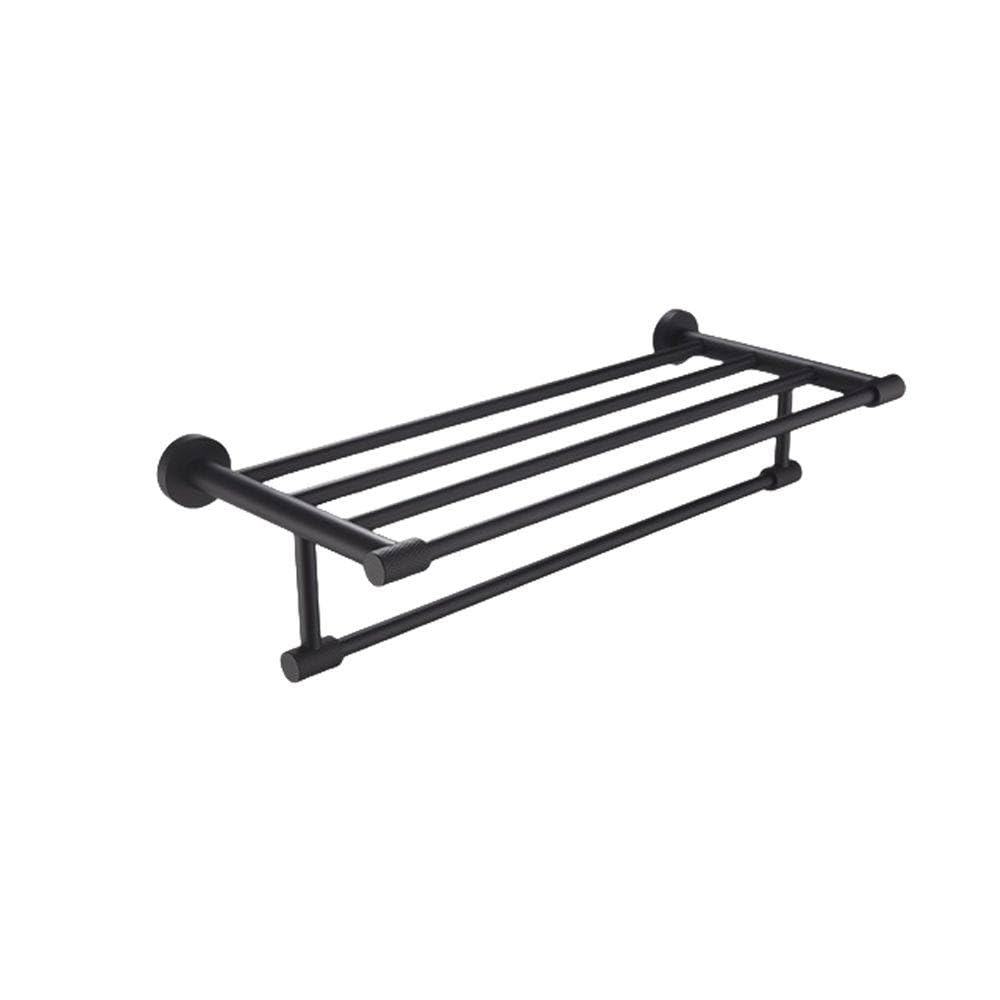 Barre à serviettes moletée et porte-papier noir mat à fixation murale solide