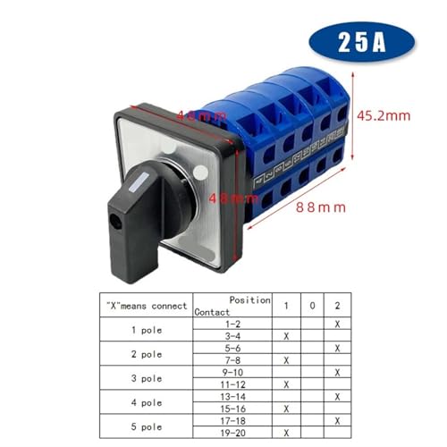 Commutateur à came rotatif YMW26-25/5 électrique de commande 25A 5 pôles - 2