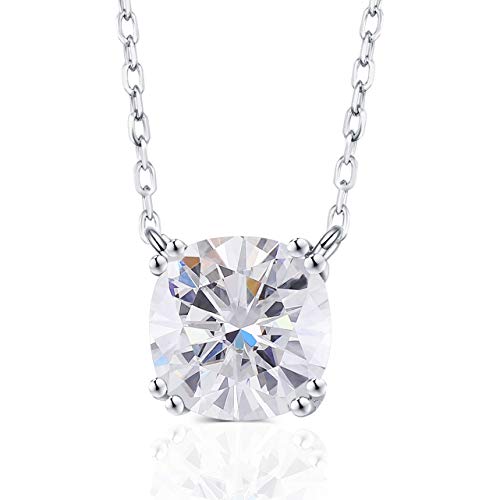 Doveggs Solid 14K White Gold 2Ct 7.5Mm Gh Near Colorless Cushion Cut Moissanite Pandent Necklace With 14K White Gold Chain For Women #TOP5