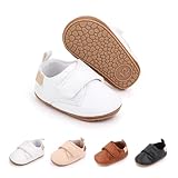 Sonsage Kleinkind Baby Junge Mädchen Leder Turnschuhe Kleinkind Slip on Weiche Gummisohle Schuhe Neugeborenes Babybett Erste Wanderschuhe 3-6 Monate