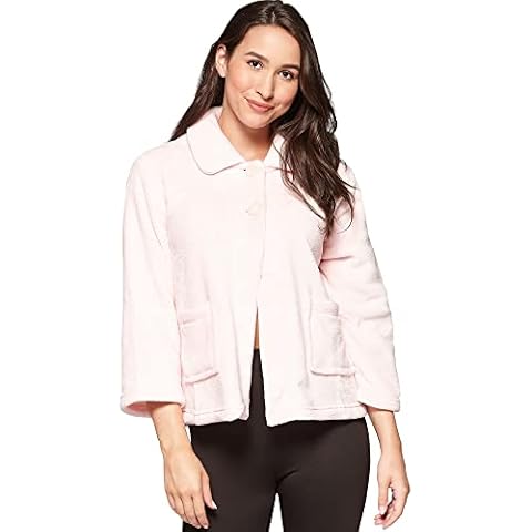 Casual Moments Womens Bed Jacket W/Peter Pan Collar Bed Jacket W/Peter Pan Collar Bathrobe - Pink Cover