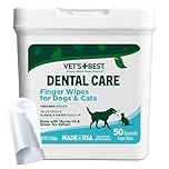 Vet's Best Dental Care Finger Wipes | Reduces Plaque & Freshens Breath | Teeth Cleaning Finger Wipes for Dogs & Cats | 50 Disposable Wipes
