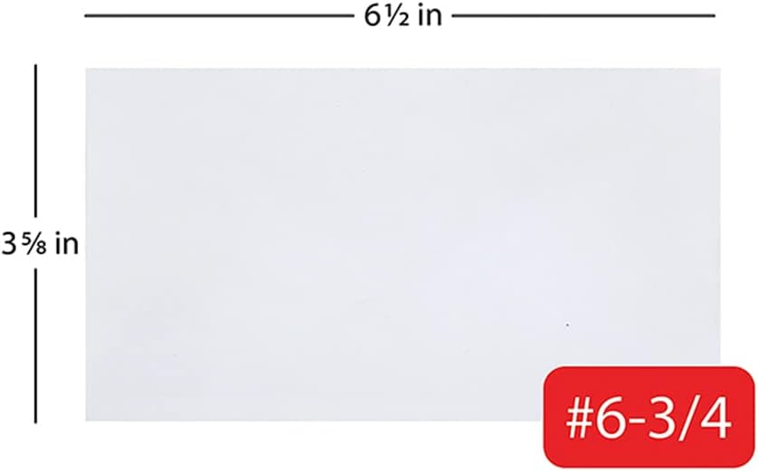 Reskid #6 3/4 Envelopes - 5000 Bulk Box - 3 5/8" x 6 1/2" Small Return Envelopes - Blank Windowless White Envelopes