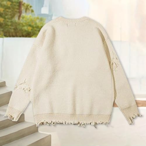 Mens Crew Neck Sweaters Star Graphic Letter Print Sweater Loose Fit Long Sleeve Knit Pullover Sweater3