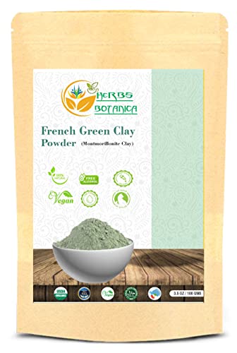 Herbs Botanica French Green Clay Powder Montmorillonite Clay Skin Softening Mask, 5.3 g (Pack of 1)