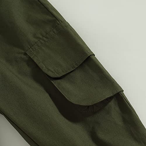 Kids Toddler Baby Girl Spring Summer Outfits Sleeveless Shirts Strap Crop Top With Pants 2Pcs Clothes Set (Strap-Army Green, 2-3 Years) #TOP4