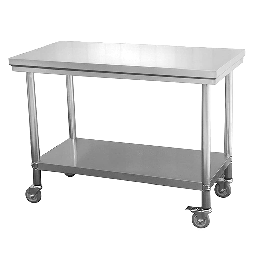 Equipement en acier inoxydable épaissi avec cuisine, roulettes avec frein de verrouillage, salle de travail de la préparation de nourriture commerciale pour restaurant familial, garage bar,80x60x85cm