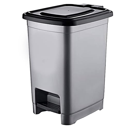 Suprano 10 Litre Padel Bin Plastic Dust Bin with Soft-Close Foot Pedal Indoor Outdoor Waste Basket for Home, Kitchen, or Office – Durable & Easy to Clean (Silver, 10 Litre)