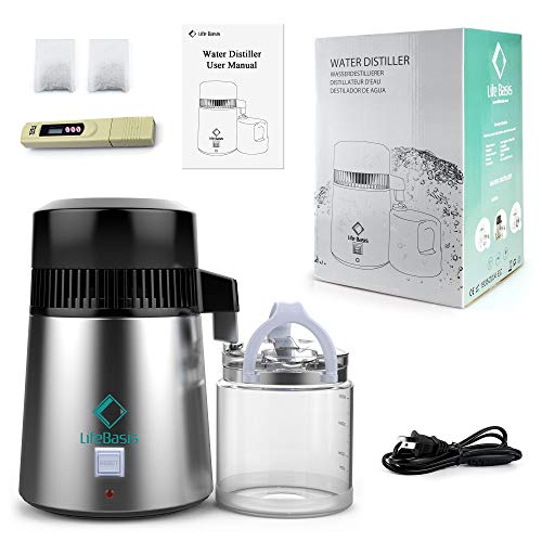 Life Basis Water Distiller Stainless Steel 4 Liter Home Distilled Water Making Machine with Glass Carafe Nozzle Insert and Pure Efficiently - Thumbnail 3