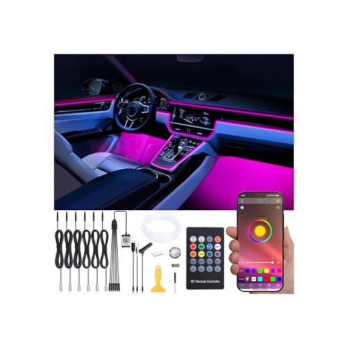 Kit de iluminación ambiental para coche de 12V con fibra óptica de 64 colores 1