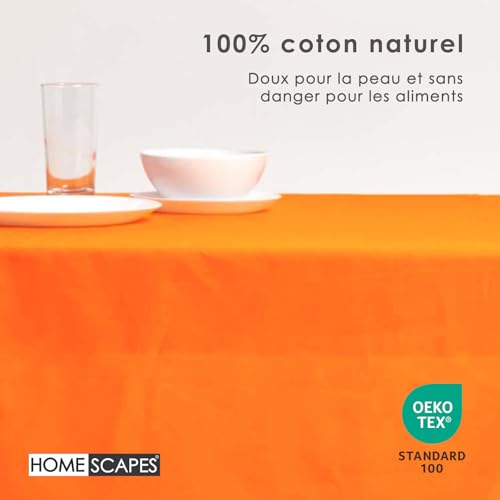 Nappe de table en coton orange lavable pour en finir avec les taches tenaces - 4