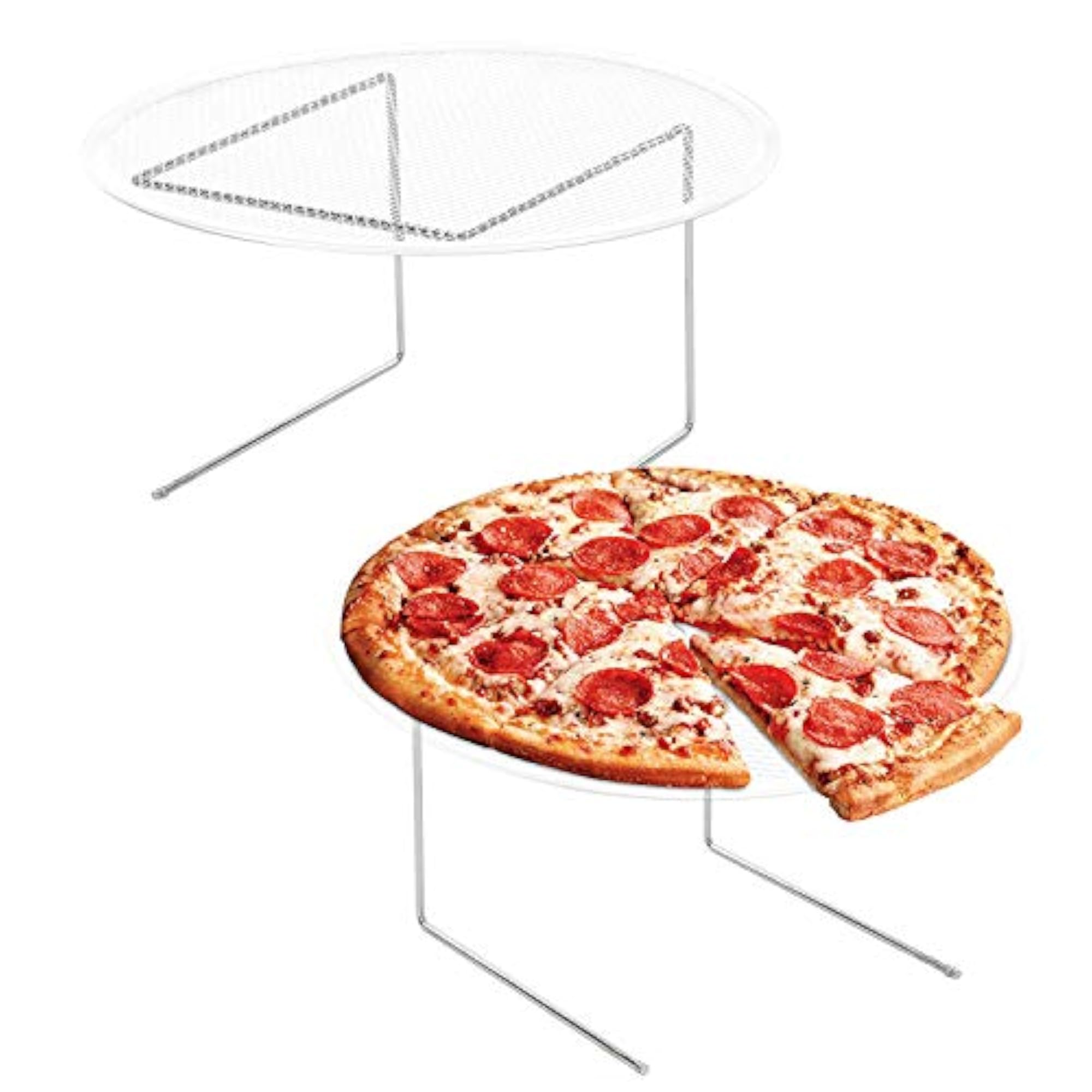 Silver Metal Pizza Tray Display Stand, Set of 4