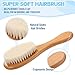 Teenyyou 3 Pcs Baby Hair Brush and Comb Set for Newborn Baby Grooming Kit with Gift Box Wooden Toddler Cradle Cap Brush with Soft Bristle for Boys and Girls Newborn Showers Registries Gift