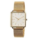 Arvo Time Squared Watch - White Dial, Gold Mesh