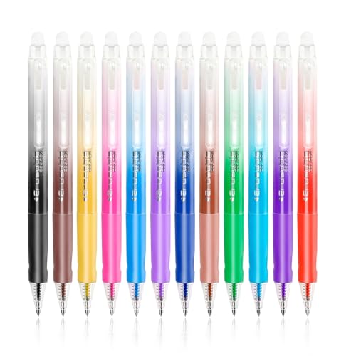 Set de 12 bolígrafos gel borrables multicolor punta fina miniatura 1