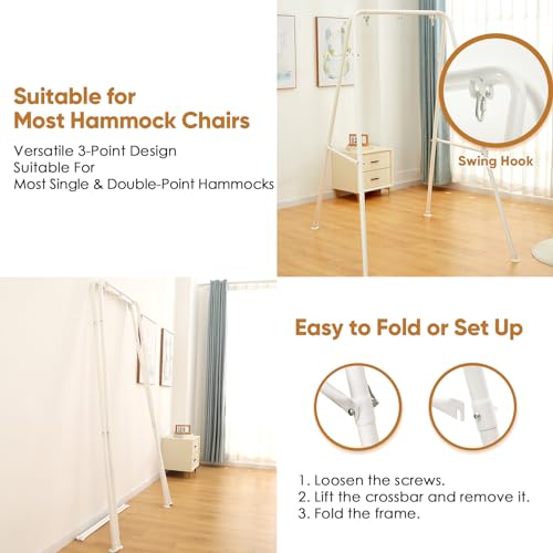 SELFLA Faltbarer Hängemattenständer, tragbarer Hängemattenstuhl, Gestell für faltbare Hängematte für drinnen oder draußen, einfach zu montieren und zu verstauen (Hängemattenstuhl nicht im Lieferumfang