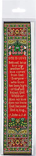 God Is Love, Woven Fabric Christian Bookmark, Let Us Love One Another, Silky Soft 1 John 4:7-8 Flexible Bookmarker For Novels Books And Bibles, Traditional Turkish Woven Design, Memory Verse Gift #TOP2