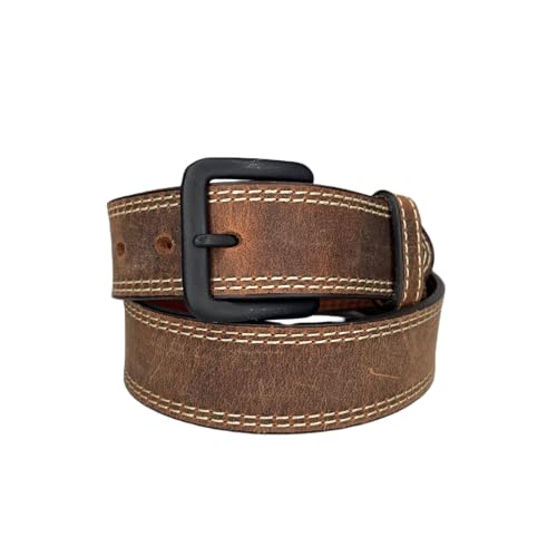 Brown Vintage Stitched Men's Belt by Heritage Leathers USA