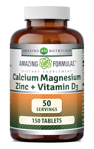 Amazing Formulas Calcium Magnesium Zinc + D3 Supplement | 150 Tablets | Non-GMO | Gluten-Free | Made in USA