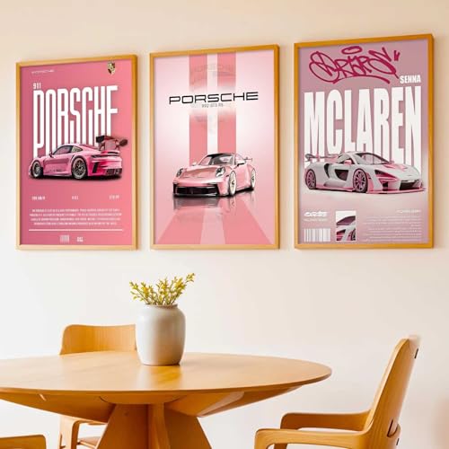 Image of kotart Big Sports Cars Framed Posters Gift Items for Boys Room Wall Decoration Bedroom Living Room Office Studio Decor | Car Poster Frame for Wall Decor Set Of 3 Size (19 X 25 inch)