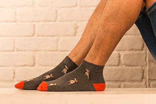 Image of Mint & Oak Men Ankle Socks, Printed Funky Socks, Cotton Unisex Ankle Length Sock, Odour Free Socks - Pack of 1