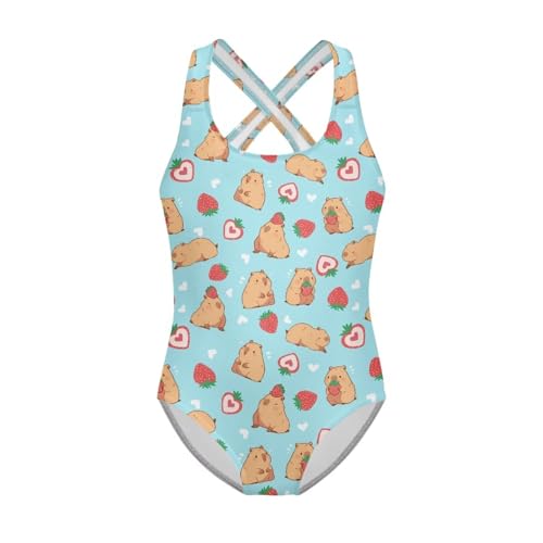 Image of One Piece Swimsuit for Girls Kids Quick Dry Bathing Suit with Crossback Strap Summer Beach Swimwear Size 5T-14
