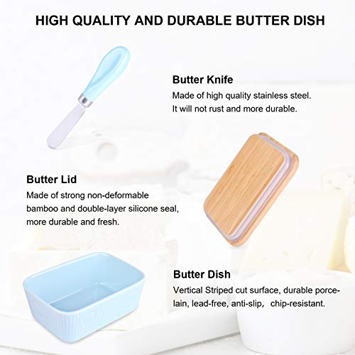 image for Ceramic Butter Dish with Lid, Porcelain Butter Container Keeper with B