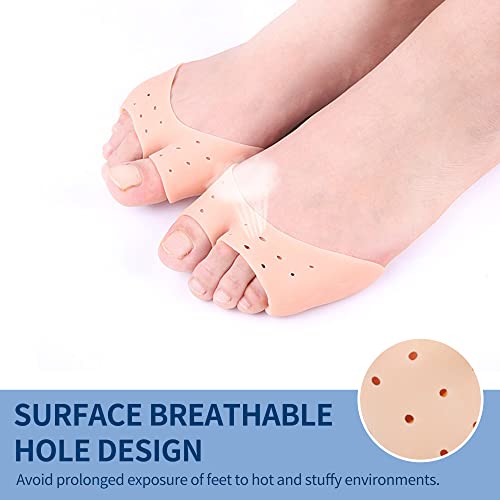 Image of 2 Pairs Gel Toe Caps Protectors Silicone Toe Sleeves Metatarsal Pads Ball of Foot Cushion Soft Forefoot Cushioning for Men Women Toe Sleeves Guards for Pain Relief