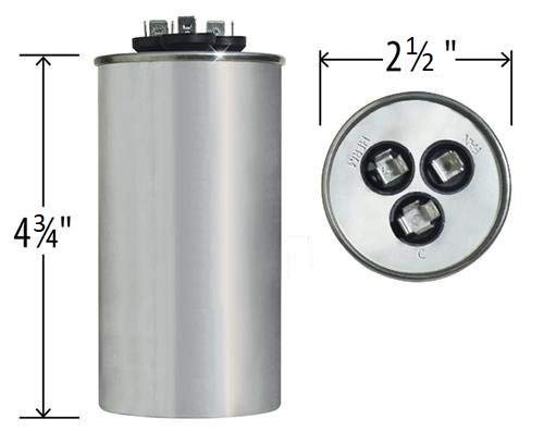 PowerWell 55+7.5 uf MFD 370 or 440 Volt Dual Run Round Capacitor TP-CAP-55/7.5/440R Condenser Straight Cool/Heat Pump Air Conditioner - Guaranteed to Last 5 Years
