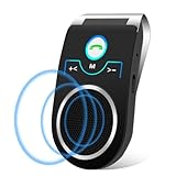 Manos Libres para Coche Bluetooth 5.0, Mini Manos Libres Inalámbrico con Siri y Google Assistant, Conexión de 2 Teléfonos Simultáneamente, Compatible con iPhone y Andriod para Llamadas y Musica