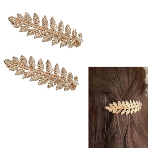 Pinzas para cabello con hojas doradas pack 2 miniatura 1