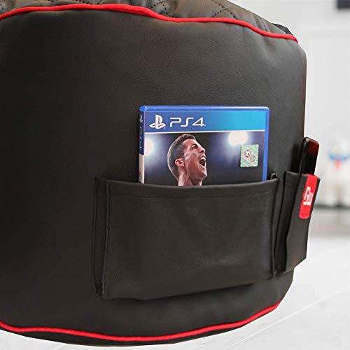 GAMEWAREZ Crimson Hurricane 2.0 Station Hocker – Gaming-Hocker zum Zocken, praktische Seitentasche zur Aufbewahrung… – Bild 4