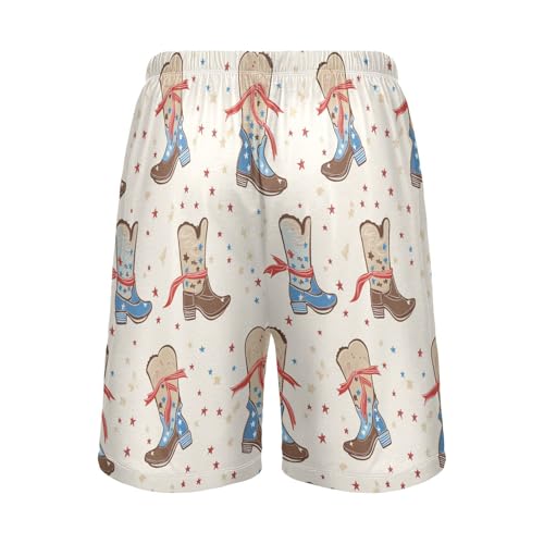 Vdsrup Mens Pajama Shorts Cowboy Boots Sleep Shorts Men Pajama Bottoms With Pockets Drawstring Lounge S3